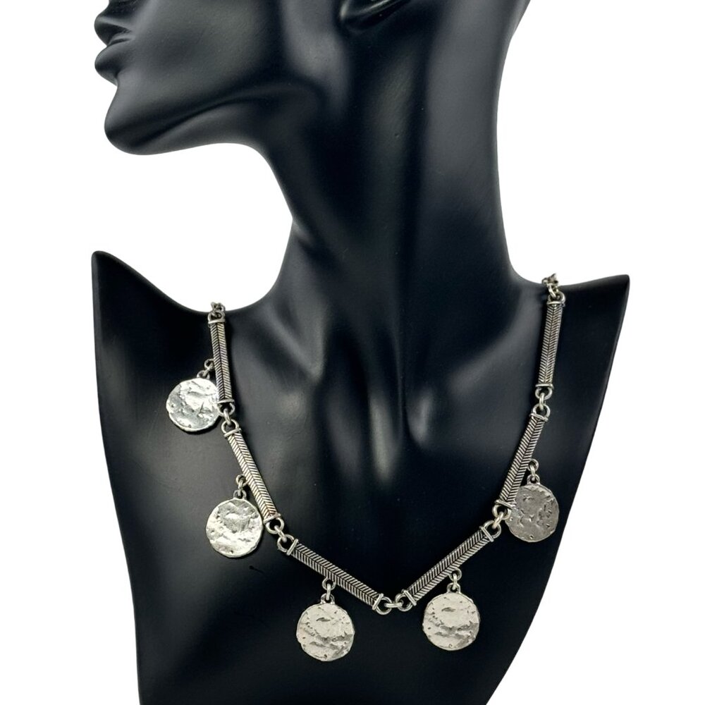 Lucky Brand Silvertone Coin Necklace
